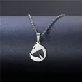 Minimalist hollow horse head pendant necklace in polished stainless steel with fine chain - Minimalist Horse Head Outline Style (XL46)