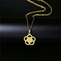 Élégant collier en titane plaqué or 18 carats avec pendentif fleur évidée à cinq pétales - Fleur à Cinq Pétales Creuse (137) / Or