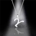 Collana in acciaio inossidabile con ciondolo numero 2 argento su superficie nera lucida - Lettera Y