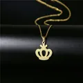 Elegant gold crown pendant necklace on a black pedestal for women's jewelry - Five-Pointed Crown Silhouette Style (97)