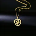 Collier cœur doré avec pendentif ange creux et chaîne en acier inoxydable pour femmes - Forme d'Ange de Cœur (143) / Or