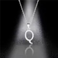 Polished silver stainless steel necklace featuring a bold uppercase letter Q pendant - Letter Q