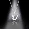 Elegant stainless steel necklace with cursive letter V pendant in silver finish - Letter U