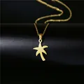 Collier bohème en acier inoxydable doré avec pendentif palmier minimaliste sur noir - Palmier Cocotier (164) / Or