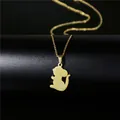 Collana con ciondolo a forma di topo minimalista in acciaio inox placcato oro 18 carati - Stile Topo dei Cartoni Animati (83)