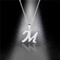 Minimalist silver stainless steel necklace featuring a polished capital letter M pendant - Letter M