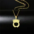 Elegant gold owl pendant necklace in polished titanium steel with minimalist design - Hollow Owl Style (102)