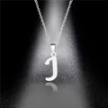 Polished silver stainless steel necklace with uppercase letter J pendant on fine chain - Letter J