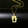 Polished gold angel kiss silhouette pendant on minimalist O-chain necklace - Kissing Couple Silhouette Style (95)