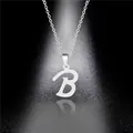 Polished silver-tone cursive letter B pendant necklace with fine cable chain - Letter B