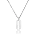 Collana con ciondolo a lama di rasoio in acciaio inossidabile punk per uomo e donna - Catena Veneziana / Argento