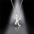 Polished silver stainless steel necklace featuring a minimalist letter K pendant - Letter K
