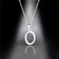 Polished silver stainless steel necklace with uppercase letter O pendant for women - Letter O