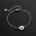 Bracelet hip-hop argenté en acier avec pendentif emoji triste et breloque coeur réglable - Visage Triste (SL84)