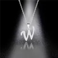 Minimalist silver stainless steel necklace featuring a polished letter W pendant - Letter W