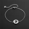 Bracciale in acciaio inossidabile con ciondolo famiglia e catena regolabile con cuore d'argento - Silhouette Famiglia (SL62)