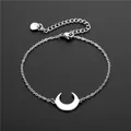 Bracelet en argent sterling S925 avec pendentif croissant de lune et chaîne réglable - Croissant de Lune (SL76)