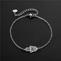 Bracciale Mano di Fatima in acciaio inossidabile argento con ciondolo a cuore - Mano di Fatima (SL60)