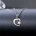 Minimalistische Edelstahlkette mit Herz- und Sternanhänger auf einem Displayständer - Herz und Stern Kombination Stil (XL158)