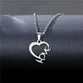 Elegant stainless steel heart necklace featuring hollow love pendant on silver cable chain - Heart Love Style (XL177)