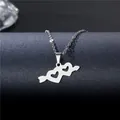 Polished silver double heart arrow necklace displayed on a minimalist grey pedestal - Cupid's Arrow Heart Style (XL165)