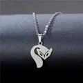 Minimalist 304 stainless steel fox pendant necklace for women with polished silver finish - Fox Style (XL174)