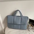 Fog blue quilted tote laptop bag with padded protection for 13-14 inch computers - Blue