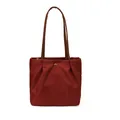 Chic burgundy tote bag with brown straps and gold button detail for women - S / Red