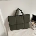 Borsa tote imbottita verde scuro per laptop con manici soffici e grande capacità - Verde