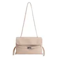 Sac fourre-tout rétro beige de grande capacité avec serrure en métal et bandoulière - Sans Pendentif / Blanc Cassé