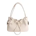 Borsa tote chic in pelle color crema con coulisse, ciondoli a stella e finiture argento - Bianco
