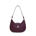 Bolso hobo burdeos minimalista en forma de medialuna con detalle de triángulo plateado - Rojo