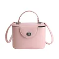 Petit sac carré rose clair avec poignée supérieure et bandoulière réglable en PU - Blanc Sans Pendentif
