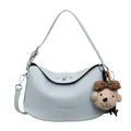 Sac hobo bleu clair en similicuir avec charm ours en peluche et texte imprimé - Sans Pendentif / Bleu