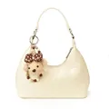 Sac sous le bras blanc crème avec motif crocodile et joli ours en peluche - Sans Pendentif / Blanc
