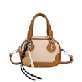 Sac bowling bicolore beige et marron avec pendentif sport et bandoulière amovible - Kaki (Sans Pendentif)