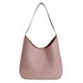 Minimalist hobo shoulder bag in dusty rose matte leather for stylish daily commute - Pink