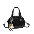 Sac bowling noir en cuir au style vintage avec charm de baseball et bandoulière - Noir (Sans Pendentif)