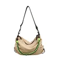 Minimalist beige nylon crescent bag with athletic two-tone braided rope handle detail - Off-white