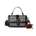 Klassieke monogram canvas crossbodytas met zwart leren bies en schattige egel-hanger - Model 4