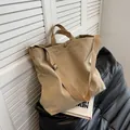 Grand sac cabas en toile kaki avec bandoulière amovible pour femmes à la mode - Khaki