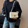 Elegant white quilted chain bag with silver twist lock closure for everyday fashion - Off White