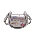Mini sacoche selle argentée avec graffitis de dessins animés et bandoulière réglable - Lapin Argent