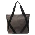 Borsa tote minimalista in tela grigia con tracolle nere per il pendolarismo quotidiano - Grigio