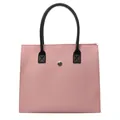 Pink minimalist tote bag with black handles and silver magnetic buckle for women - Pink