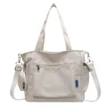 Cremefarbene Segeltuch-Tragetasche mit Mehrfachtaschen und verstellbarem Schultergurt - L39cm H28cm W14cm / Gebrochenes Weiß