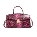 Handtasche mit pink-schwarzem Schlangenmuster, goldener Schnalle und Trageriemen - Fuchsia