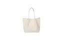 Bolso tote minimalista blanco crema con diseño plisado y correas de hombro largas - Vertical / Blanco
