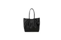 Bolso tote retro de cuero sintético negro con diseño plisado y amplio interior para diario - Vertical / Negro