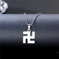 Minimalistische Swastika-Halskette aus Edelstahl mit poliertem Silber-Finish - Swastika Symbol Stil (XL159)